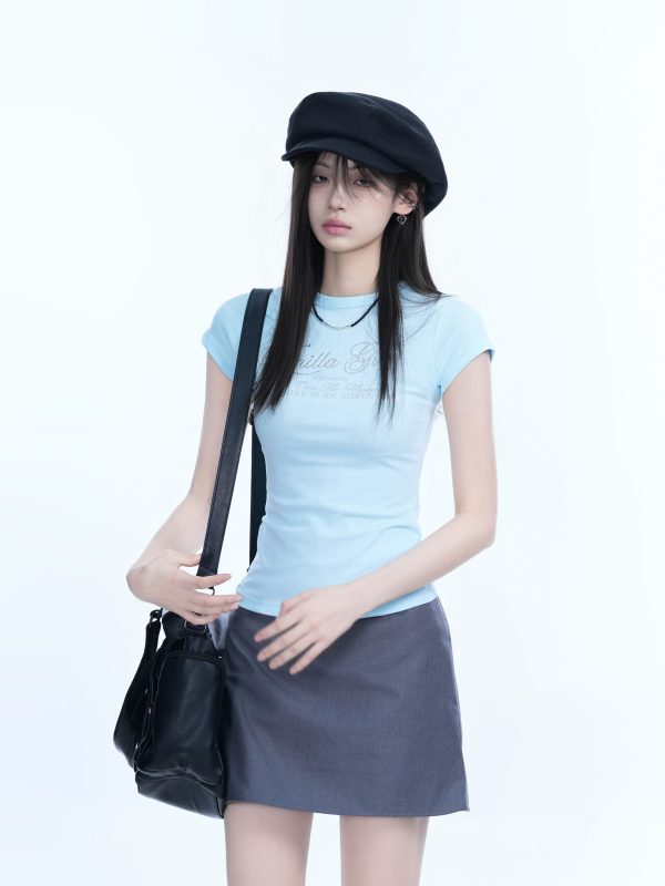 Spicy Girl Slim-Fit Short Sleeve T-Shirt - Sit and Eat Until the Mountains Are Empty - Women's Summer Casual Top