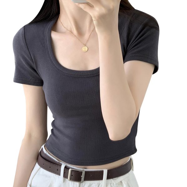 Spicy Girl Summer T-Shirt - Sweet and Stylish High-End Half Sleeve Shoulder Top for Trendy Looks