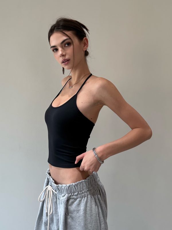 Spoon-Shaped Round Neck Semi-Backless Vest - Basic Hacker Comfort Zone Waist-Defining Top for Y2K and Korean Style Fashion