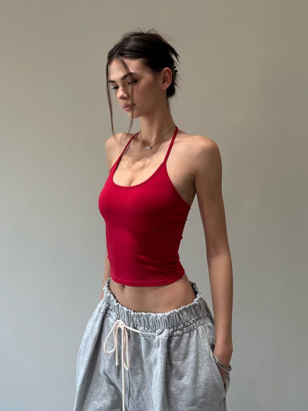 Spoon-Shaped Round Neck Semi-Backless Vest - Basic Hacker Comfort Zone Waist-Defining Top for Y2K and Korean Style Fashion