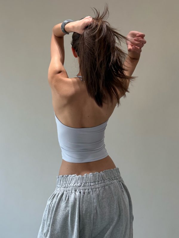 Spoon-Shaped Round Neck Semi-Backless Vest - Basic Hacker Comfort Zone Waist-Defining Top for Y2K and Korean Style Fashion