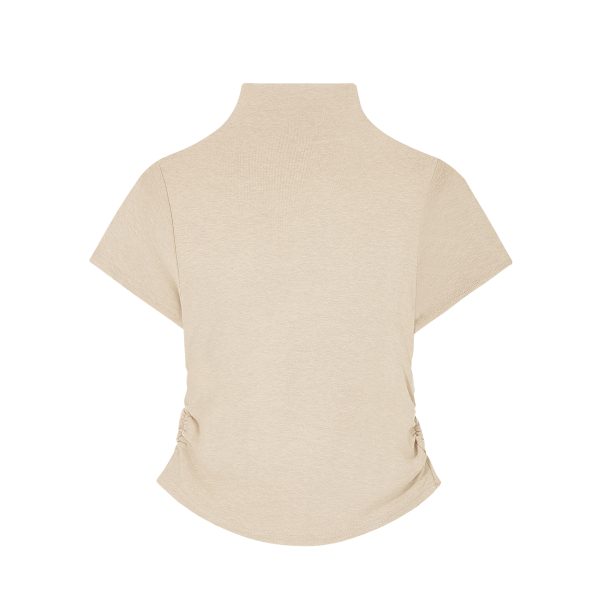 Spring 2025 Women's Red T-shirt, Half High Neck Base Layer Outerwear, Korean Style Fashion Top