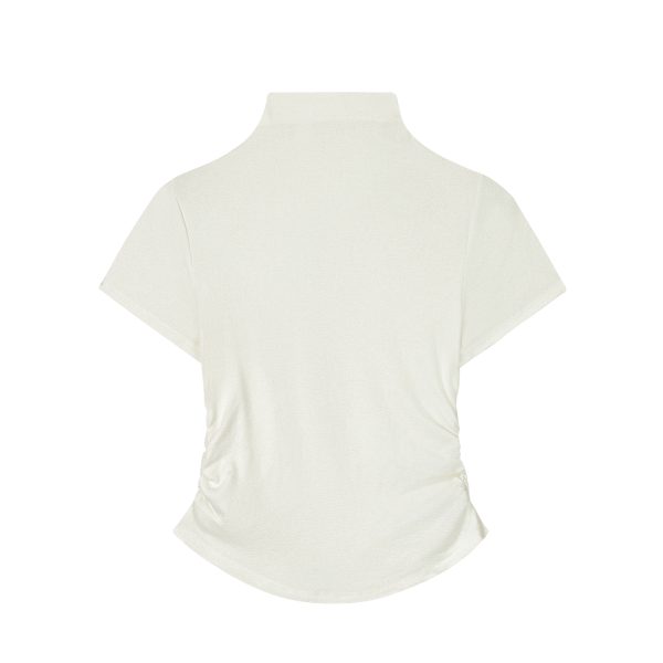 Spring 2025 Women's Red T-shirt, Half High Neck Base Layer Outerwear, Korean Style Fashion Top