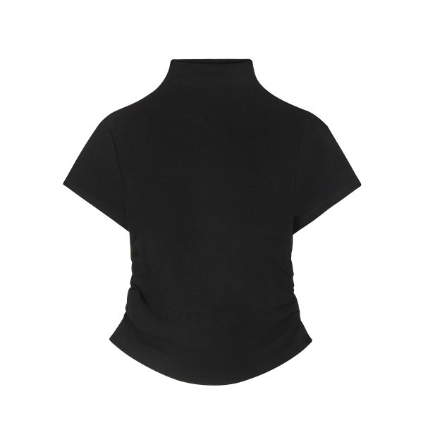 Spring 2025 Women's Red T-shirt, Half High Neck Base Layer Outerwear, Korean Style Fashion Top