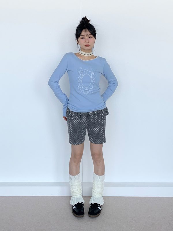 Spring Gray Polka Dot Lace Girl Shorts - Trendy Y2K Style Summer Fashion for Kids