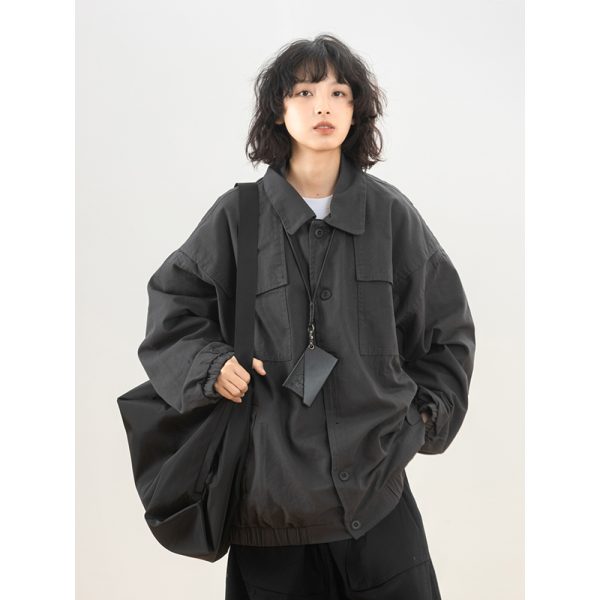 Spring Japanese City Boy Loose Shirt Jacket for Women - Vintage Workwear Style Versatile Coat for Men, Casual Streetwear Fashion