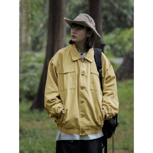 Spring Japanese City Boy Loose Shirt Jacket for Women - Vintage Workwear Style Versatile Coat for Men, Casual Streetwear Fashion