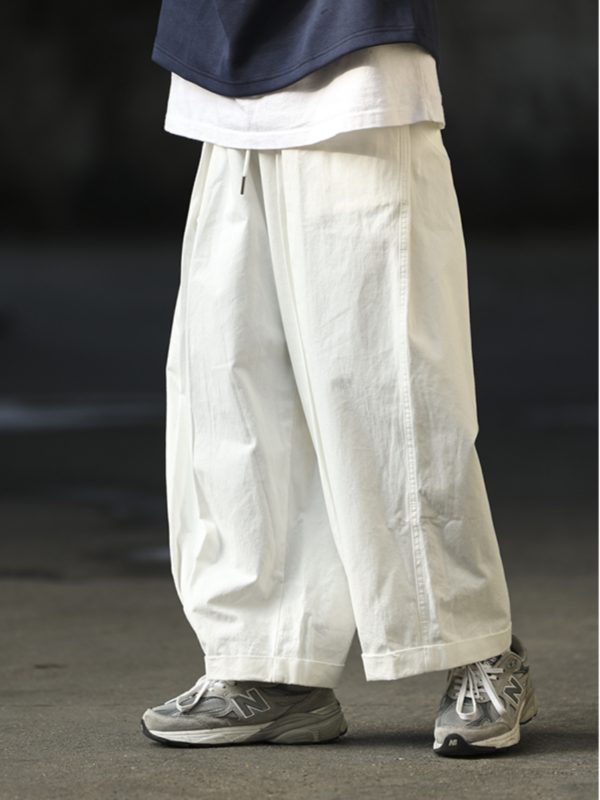 Spring Retro Draped Work Pants for Men - Trendy Loose Straight Casual Long Pants in American Style