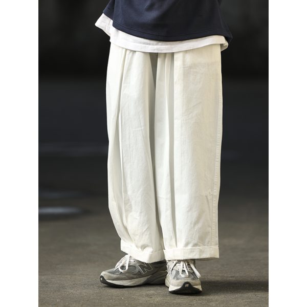 Spring Retro Draped Work Pants for Men - Trendy Loose Straight Casual Long Pants in American Style
