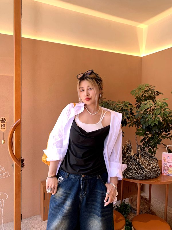 Spring Versatile Slimming Long Sleeve Shirt for Women with Unique Design - Trendy 90s Inspired Fashion Top