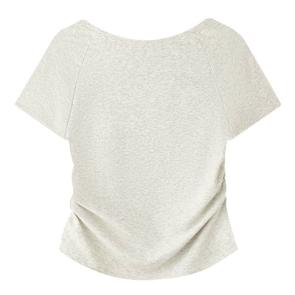 Square Neck Tie-Dye Short Sleeve T-Shirt - Elegant Women's Fitted Cotton Top for Effortless 90s Style