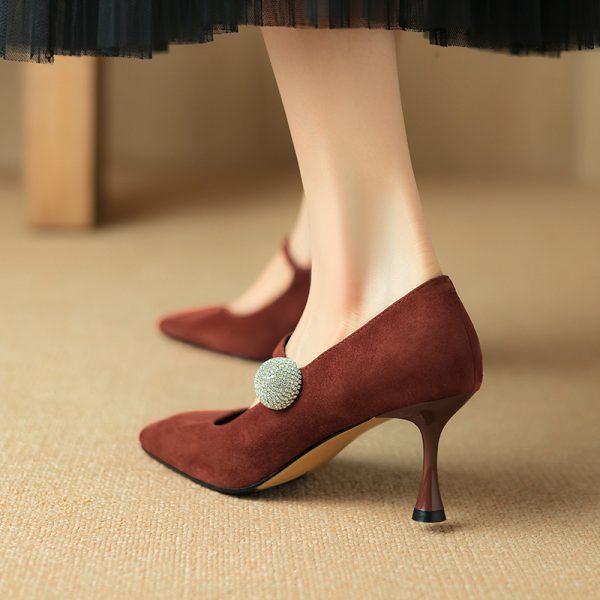 Square Toe High Heel Wedding Shoes for Women - One Strap Thin Heel Design, Stylish Italian-Inspired Footwear