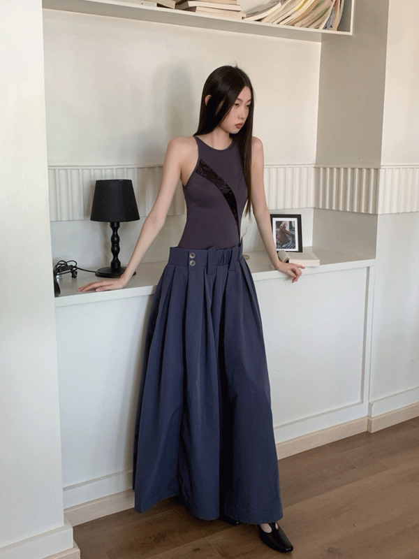 Striped High-Low Fake Two-Piece Dress - Slimming Waist Summer Vest for Women - Trendy Y2K Style