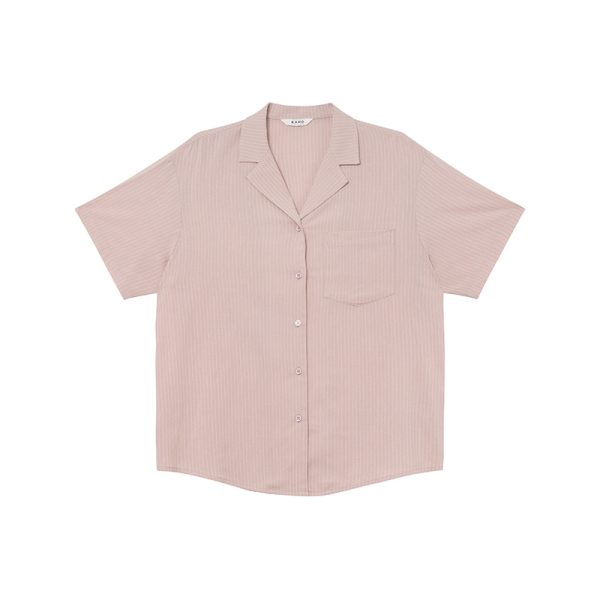 Striped Short-Sleeve Shirt for Women - Loose-Fitting Summer Blouse, Stylish 2025 Niche Design, Trendy Casual Top