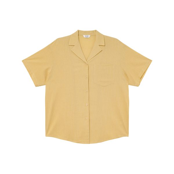 Striped Short-Sleeve Shirt for Women - Loose-Fitting Summer Blouse, Stylish 2025 Niche Design, Trendy Casual Top