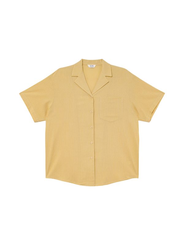 Striped Short-Sleeve Shirt for Women - Loose-Fitting Summer Blouse, Stylish 2025 Niche Design, Trendy Casual Top