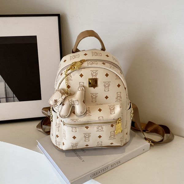 Stylish High-End Double Shoulder Backpack 2024 Women's Versatile Bag for School & Everyday Use, Trendy Maiduo Bear Design