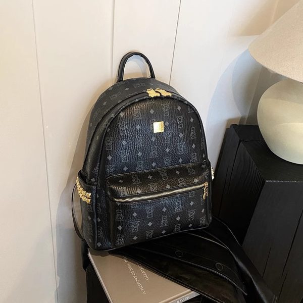 Stylish High-End Double Shoulder Backpack 2024 Women's Versatile Bag for School & Everyday Use, Trendy Maiduo Bear Design