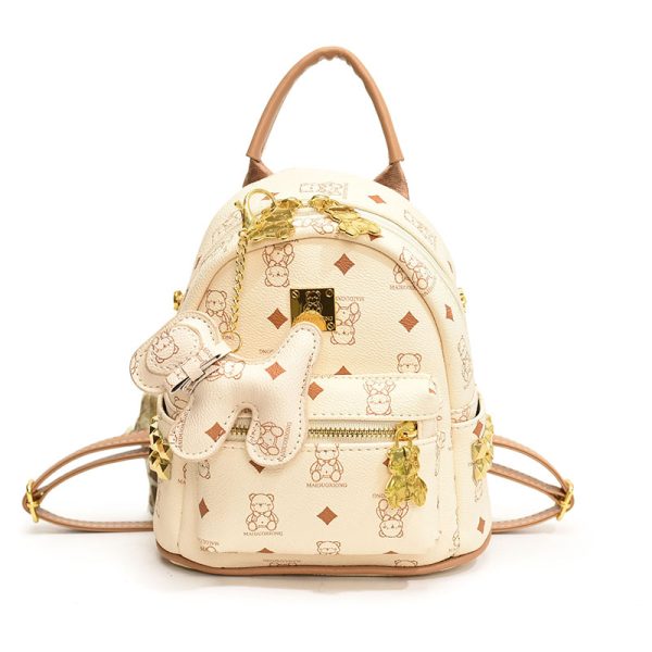 Stylish High-End Double Shoulder Backpack 2024 Women's Versatile Bag for School & Everyday Use, Trendy Maiduo Bear Design