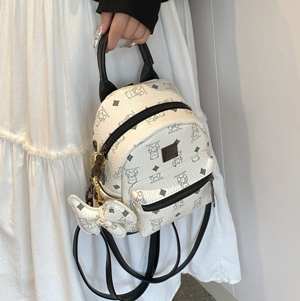 Stylish High-End Double Shoulder Backpack 2024 Women's Versatile Bag for School & Everyday Use, Trendy Maiduo Bear Design
