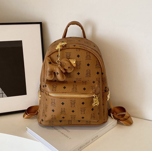 Stylish High-End Double Shoulder Backpack 2024 Women's Versatile Bag for School & Everyday Use, Trendy Maiduo Bear Design