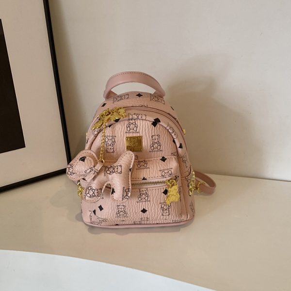 Stylish High-End Double Shoulder Backpack 2024 Women's Versatile Bag for School & Everyday Use, Trendy Maiduo Bear Design