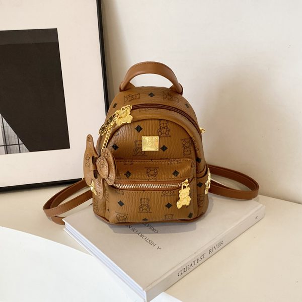 Stylish High-End Double Shoulder Backpack 2024 Women's Versatile Bag for School & Everyday Use, Trendy Maiduo Bear Design