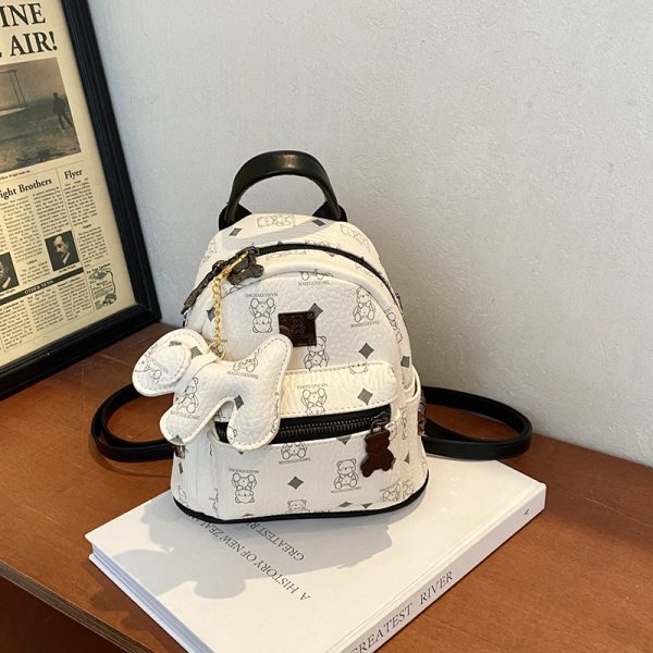 Stylish High-End Double Shoulder Backpack 2024 Women's Versatile Bag for School & Everyday Use, Trendy Maiduo Bear Design