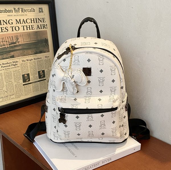 Stylish High-End Double Shoulder Backpack 2024 Women's Versatile Bag for School & Everyday Use, Trendy Maiduo Bear Design