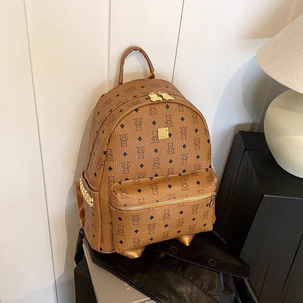 Stylish High-End Double Shoulder Backpack 2024 Women's Versatile Bag for School & Everyday Use, Trendy Maiduo Bear Design