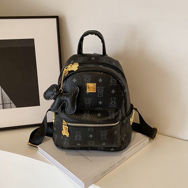 Stylish High-End Double Shoulder Backpack 2024 Women's Versatile Bag for School & Everyday Use, Trendy Maiduo Bear Design