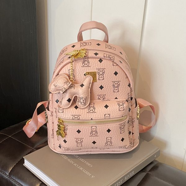 Stylish High-End Double Shoulder Backpack 2024 Women's Versatile Bag for School & Everyday Use, Trendy Maiduo Bear Design