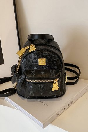 Stylish High-End Double Shoulder Backpack 2024 Women's Versatile Bag for School & Everyday Use, Trendy Maiduo Bear Design