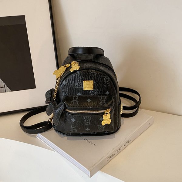 Stylish High-End Double Shoulder Backpack 2024 Women's Versatile Bag for School & Everyday Use, Trendy Maiduo Bear Design