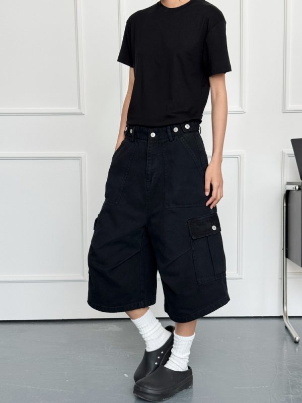 Summer 2025 Men's Unisex Loose Wide-Leg Cargo Shorts - 7-Point Pants for Casual Style