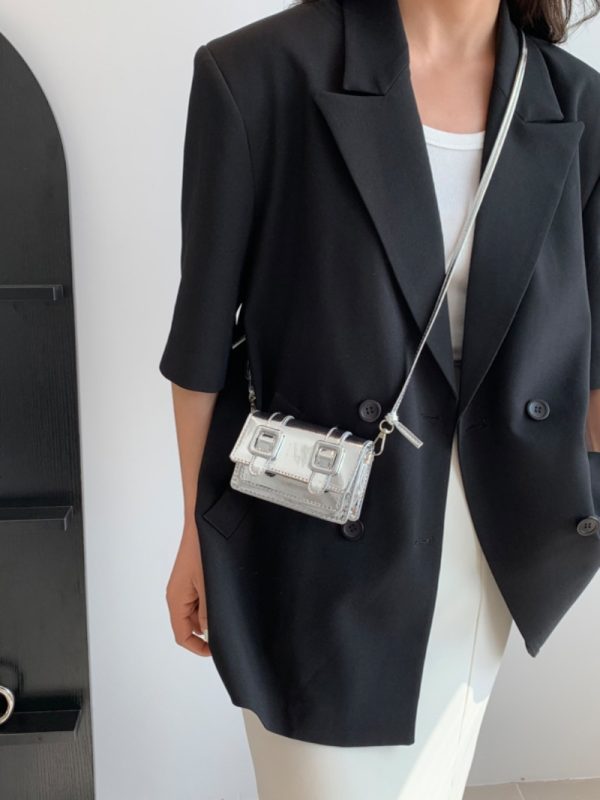 Summer 2025 Mini Handbag for Women, Niche Laser Chain Crossbody Bag, High-Quality Small Square Open-Top Bag