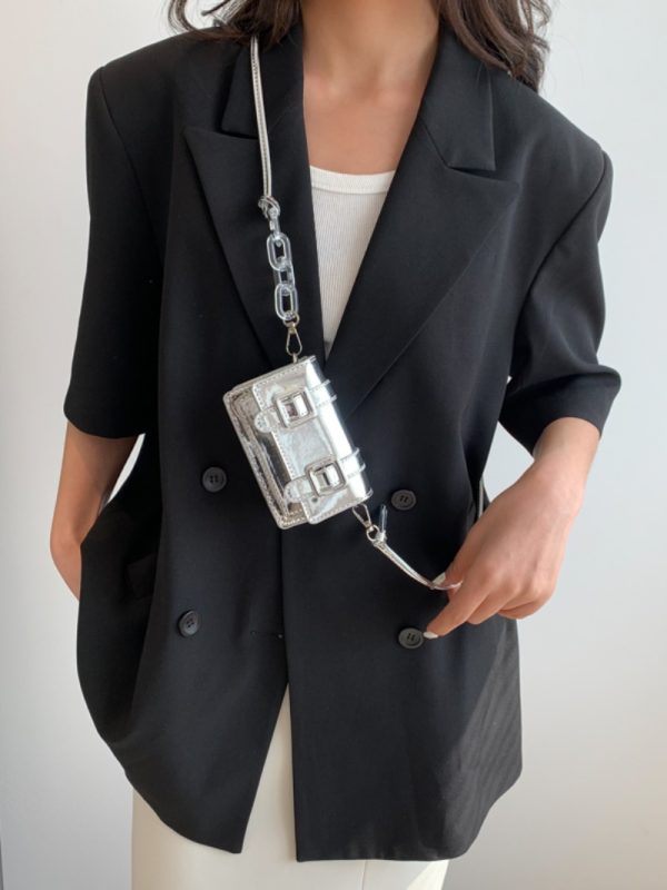 Summer 2025 Mini Handbag for Women, Niche Laser Chain Crossbody Bag, High-Quality Small Square Open-Top Bag