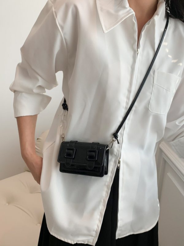 Summer 2025 Mini Handbag for Women, Niche Laser Chain Crossbody Bag, High-Quality Small Square Open-Top Bag