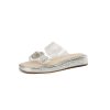 Summer 2025 Womenâ€™s Fairy Style Transparent One-Strap Open-Toe Slippers with Thick Sole and Camellia Design