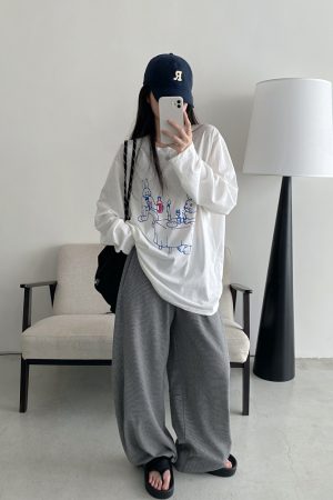 Summer 3D Segmented Deconstructed Wide-Leg Striped Sports Pants with Drawstring - Loose Fit Casual Trousers for Women