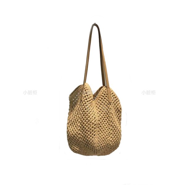 Summer Beach Tote Bag - Women's Cotton Yarn Woven Shoulder Bag with Hollow Design - Stylish Handheld Tote for 2025