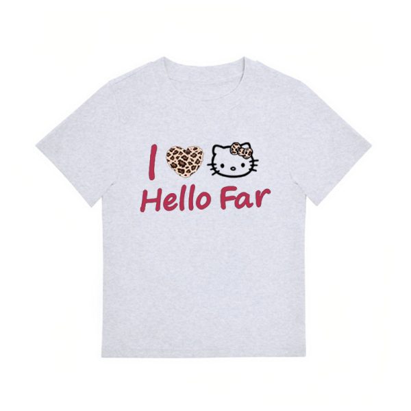 Summer Black Leopard Print Kitty Cat Graphic Cropped Top for Women - American Style Slim-Fit Short Sleeve