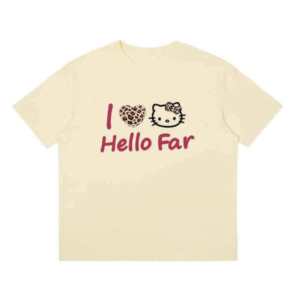 Summer Black Leopard Print Kitty Cat Graphic Cropped Top for Women - American Style Slim-Fit Short Sleeve