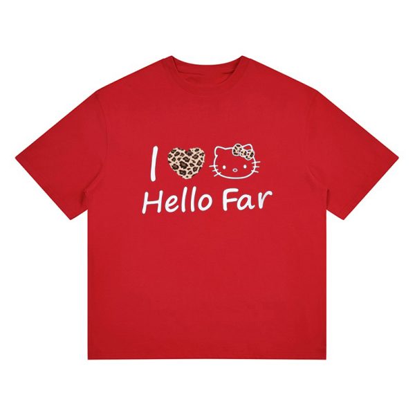 Summer Black Leopard Print Kitty Cat Graphic Cropped Top for Women - American Style Slim-Fit Short Sleeve
