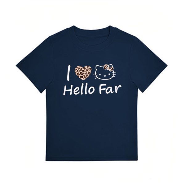Summer Black Leopard Print Kitty Cat Graphic Cropped Top for Women - American Style Slim-Fit Short Sleeve
