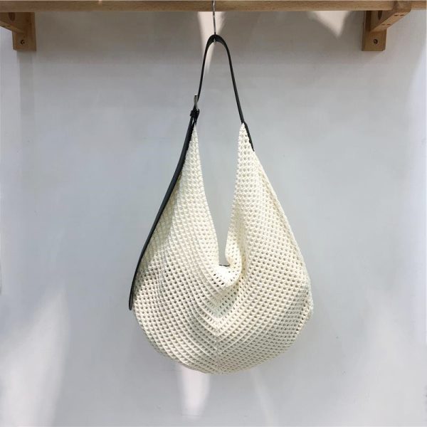 Summer Casual Beach Bag - Woven Hollow Splicing Design for Vacation & Daily Use - Trendy Niche Ins Style
