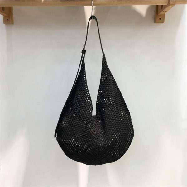Summer Casual Beach Bag - Woven Hollow Splicing Design for Vacation & Daily Use - Trendy Niche Ins Style