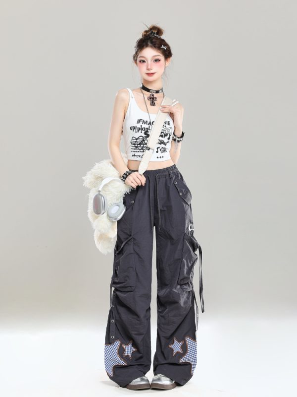 Summer Casual Cargo Pants for Girls - American Style Loose BF Drop-Crotch Design, Trendy and Cool