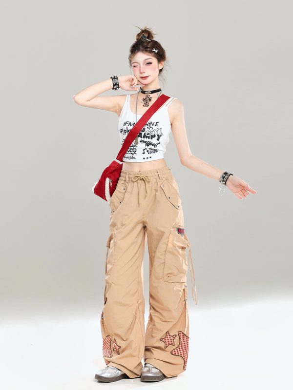 Summer Casual Cargo Pants for Girls - American Style Loose BF Drop-Crotch Design, Trendy and Cool