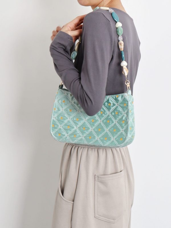 Summer Fresh Retro Green Beaded Crossbody Bag for Women - Artistic Texture Underarm Bag, Original Niche Design